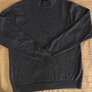 Raffi Linea Uomo 100% Extrafine Merino Wool Mock Neck Sweater M 50 Gray